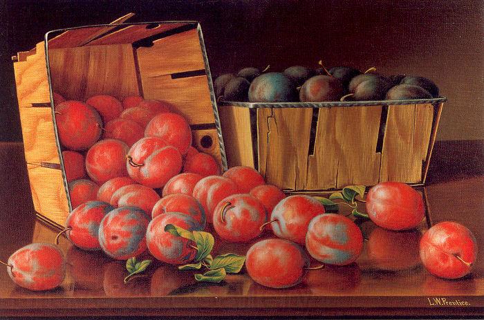 Prentice, Levi Wells Baskets of Plums on a Tabletop France oil painting art